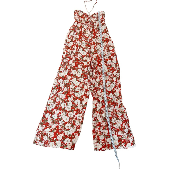 AMERICAN EAGLE Women’s Small Jumpsuit Wide Leg Floral Print Halter Top S - Picture 5 of 10